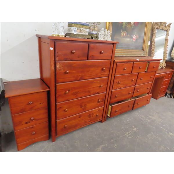 Dresser, Desk, High Boy, Nightstand Set - 4 Pc.