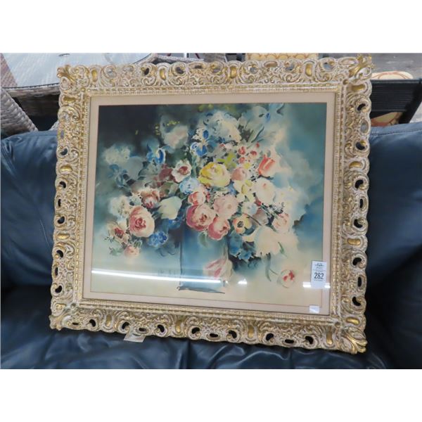Ornately Framed Floral Artist Signed - 24  X  30
