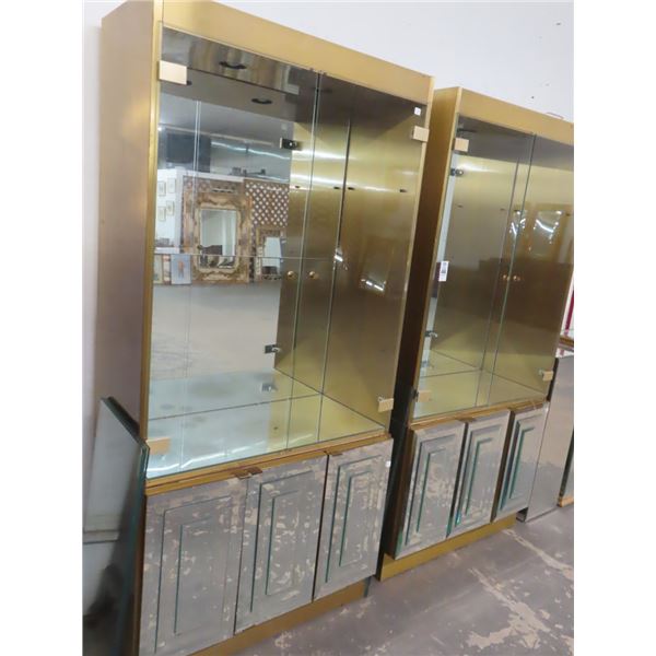 Gold/Mirrored Base Curios - Pair