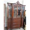 Image 1 : Mahogany Bow Front Crown Top Glass Door Cabinet