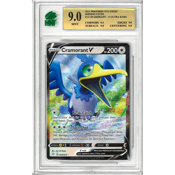 SE - Cramorant V 054/072 Ultra Rare SWSH Shining Fates Pokemon Card graded 9