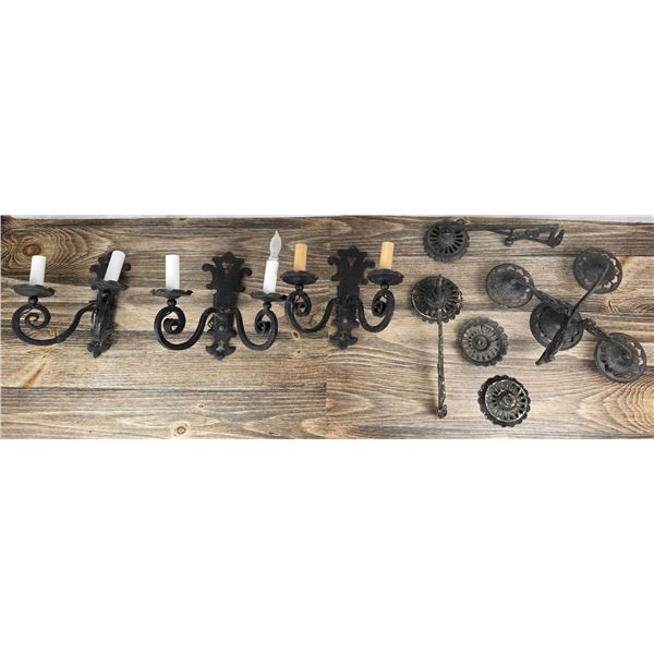 Antique Iron Sconces Kerosene Lamp Brackets