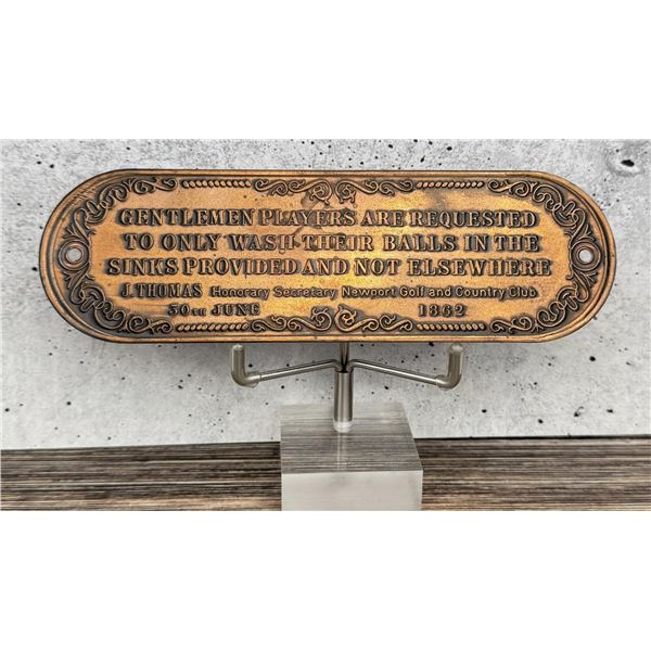 Golfers Wash Your Balls Brass Sign