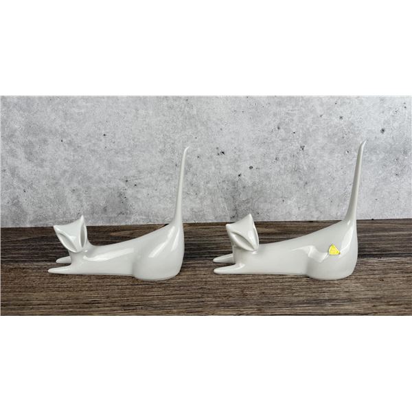 Pair Of Royal Dux Bohemia Porcelain Cats