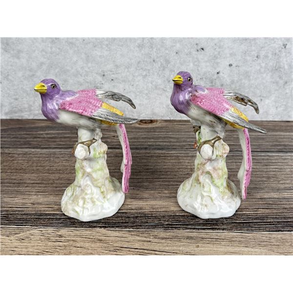 Pair Of Porcelain Bird of Paradise Figurines