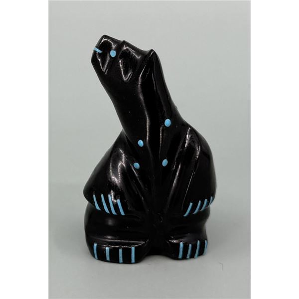 Tyler Quam Zuni Jet Turquoise Bear Fetish