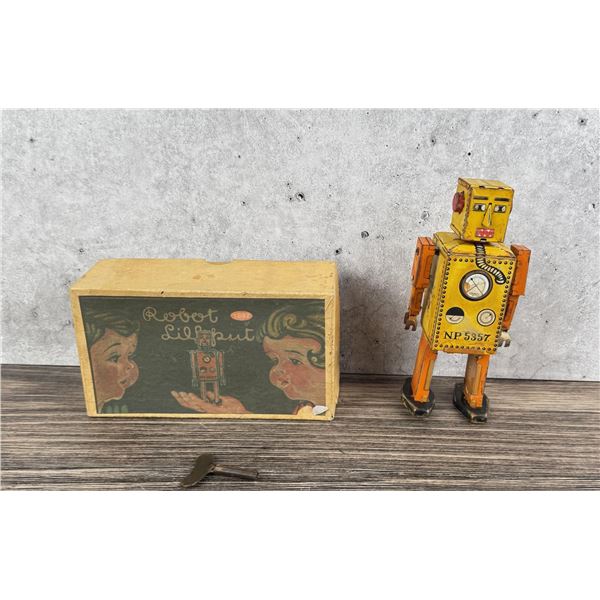 Robot Lilliput Key Wind Tin Litho Toy
