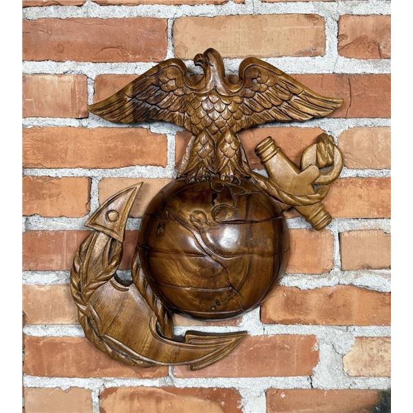 Carved Wood USMC Marine Corps Wall Plaque