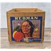 Image 1 : Redman Apples Indian Chief Wood Fruit Box Crate