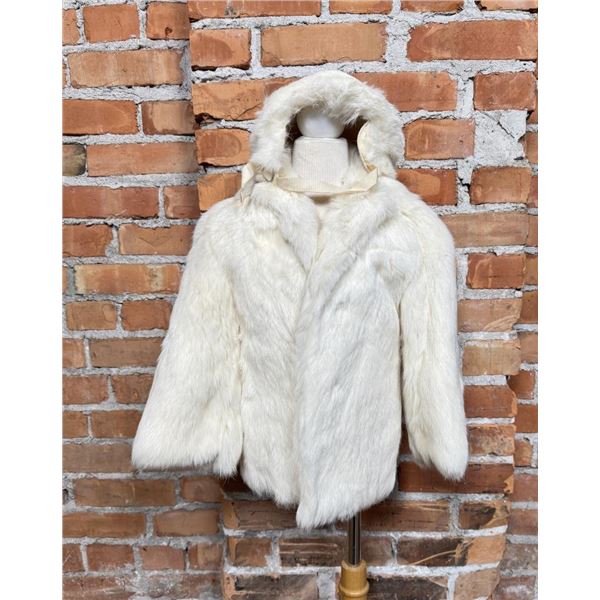 Vintage Hooded Rabbit Fur Jacket Coat