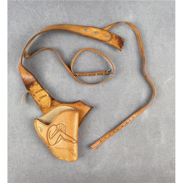 Vintage Tooled Leather Nude Woman Holster