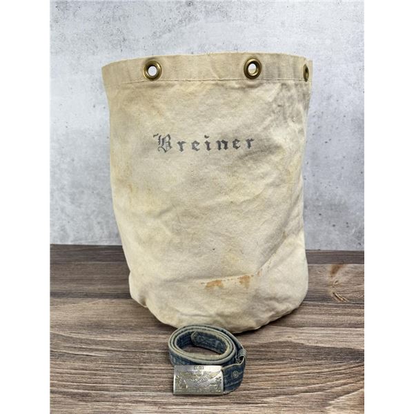 1950s US Navy Denim Belt Buckle and Canvas Bag