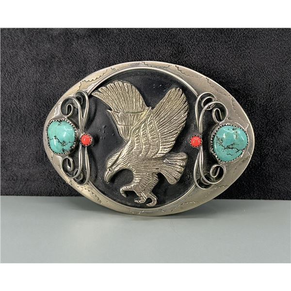 Navajo Style German Silver Belt Buckle