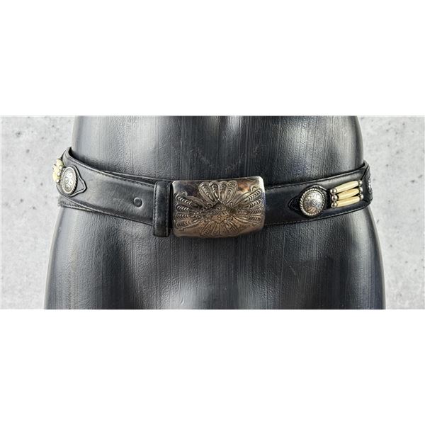 Navajo Sterling Silver Belt Buckle and Belt