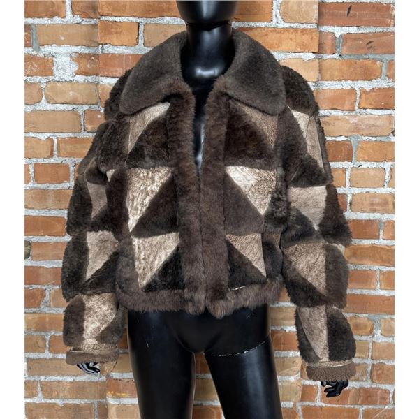 Vintage Shearling Wool Patchwork Jacket Coat