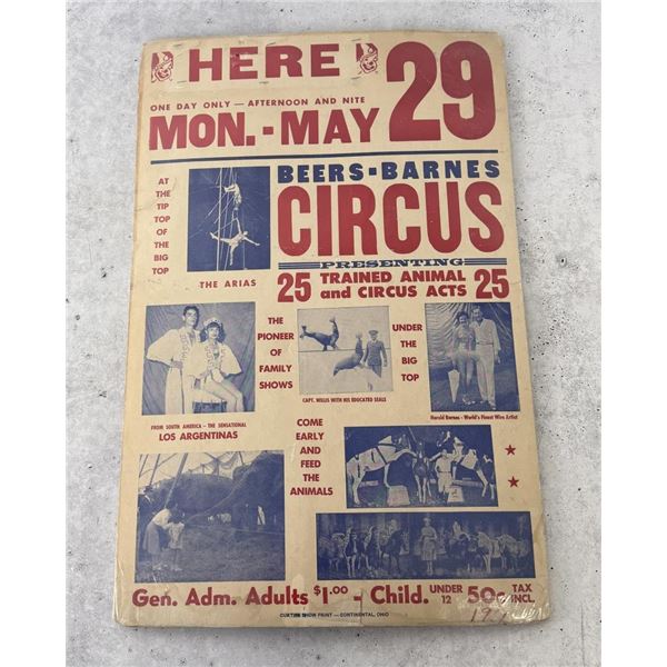 1961 Dillon Montana Beers Barnes Circus Poster