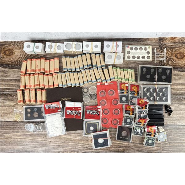 Collection of Coin Holders and Display Books