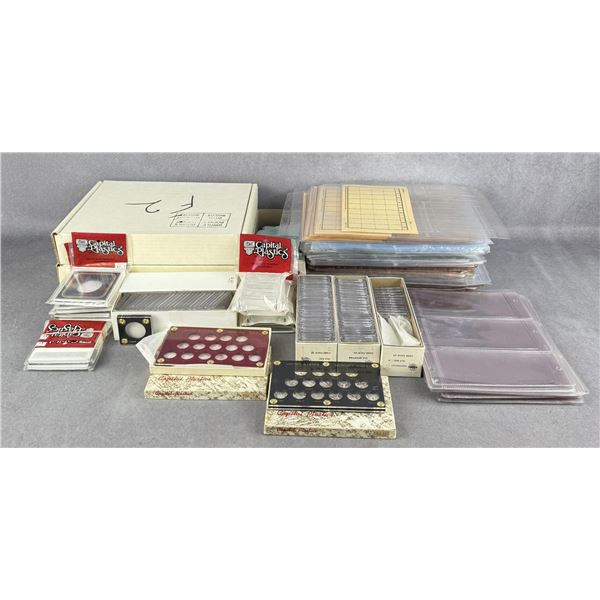 Collection of Coin Holders and Display Books