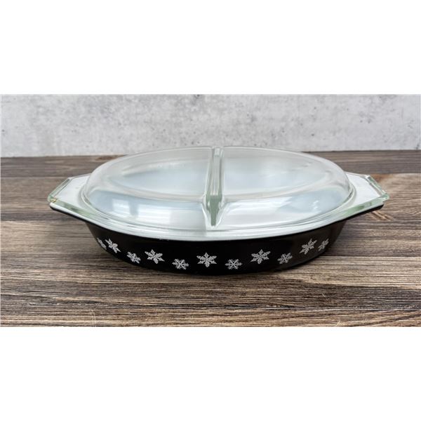 Pyrex Black & White Snowflake Casserole Dish