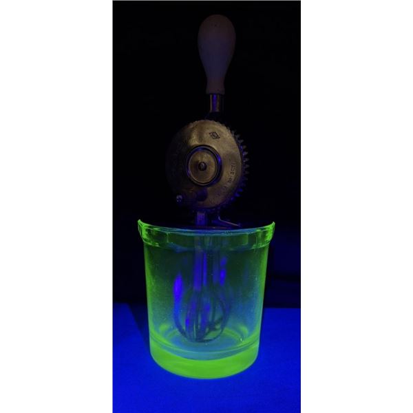 Uranium Glass Kitchen Beater Jar