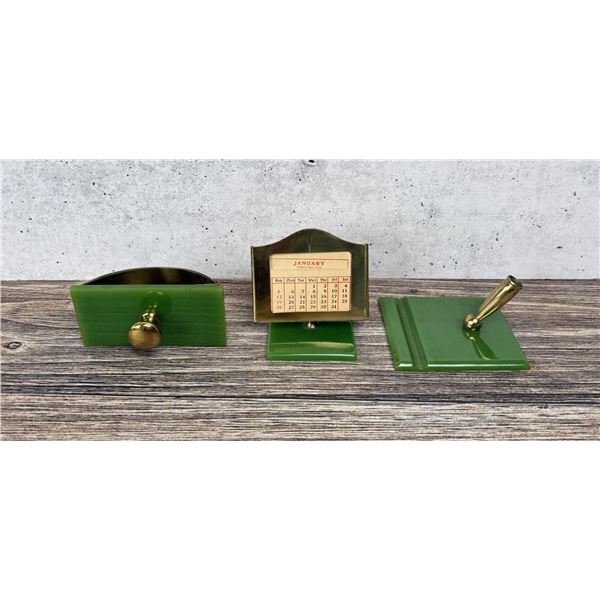 Art Deco Green Bakelite Desk Set