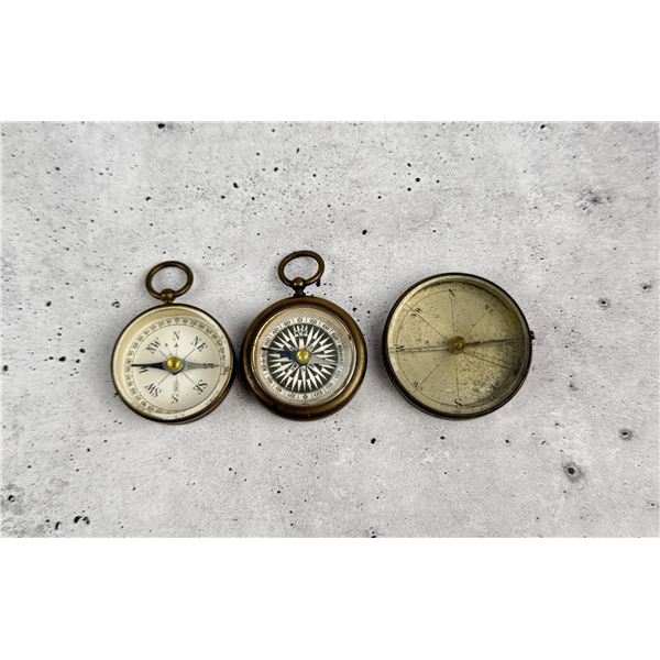 Antique Brass Pocket Compasses