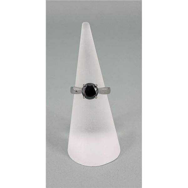 Black Diamond Platinum Over Sterling Silver Ring