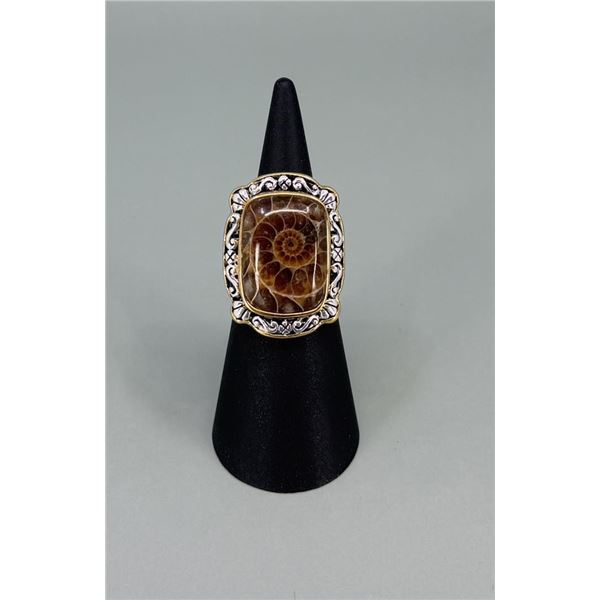 Bella Luce Sterling Silver Fossil Ammonite Ring