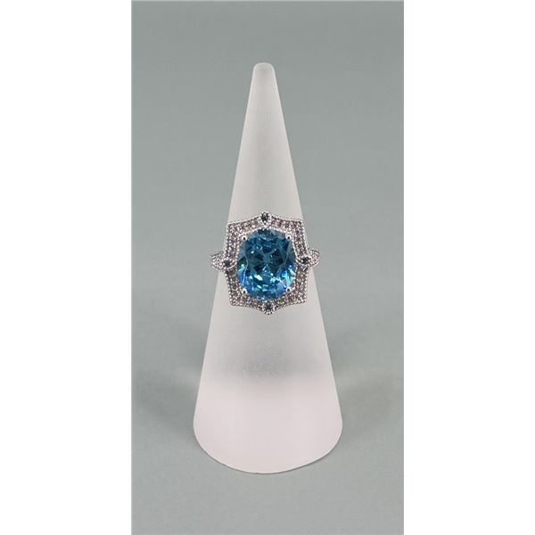 Bella Luce Sterling Silver Blue & White CZ Ring