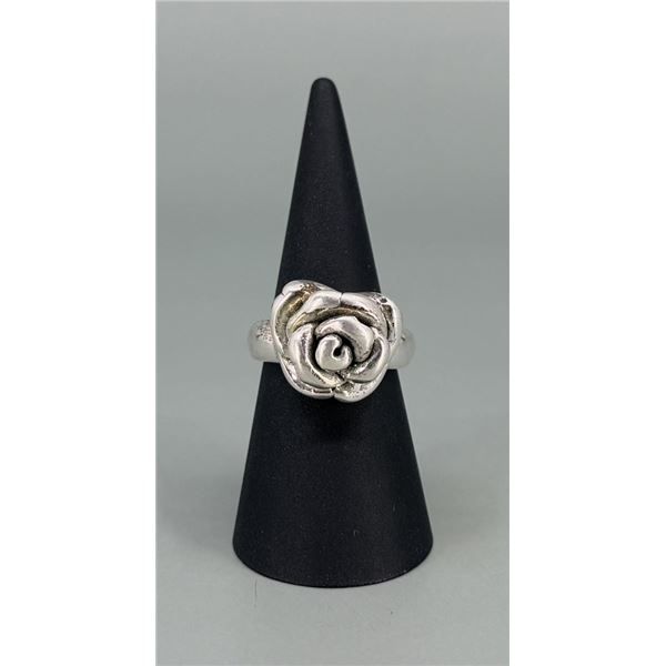 Wax Cast Sterling Silver Rose Ring