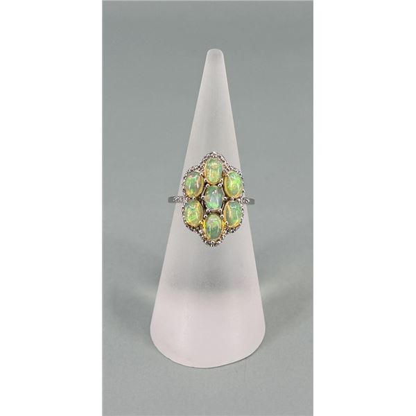 Sterling Silver Opal Cluster Ring