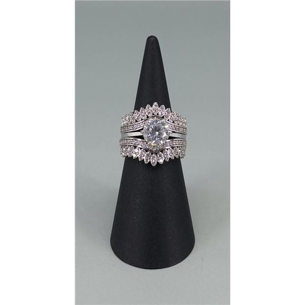 YGI Sterling Silver CZ Bridal Ring Set