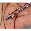 Image 6 : Sterling Silver Lab Grown Pink Sapphire Bracelet