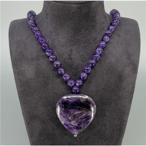 Carved Amethyst Heart Necklace