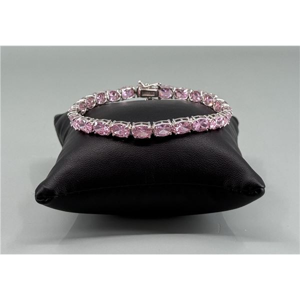 Sterling Silver Pink Tennis Bracelet