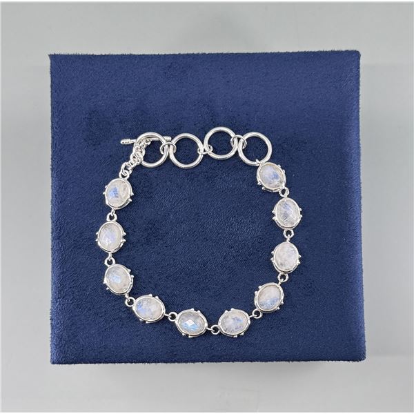 Sterling Silver Faceted Moonstone Bracelet