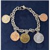 Image 1 : Sterling Silver Caribbean Coin Charm Bracelet