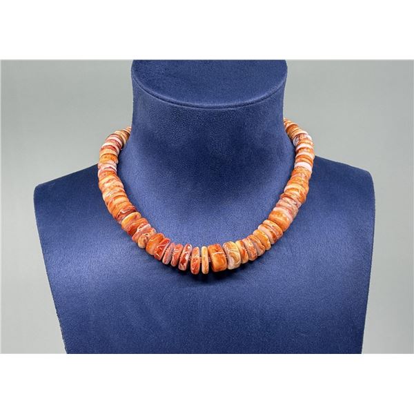 Sterling Silver Spiny Oyster Bead Choker Necklace