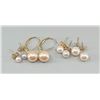 Image 2 : Group Of 14K Gold & Pearl Earrings