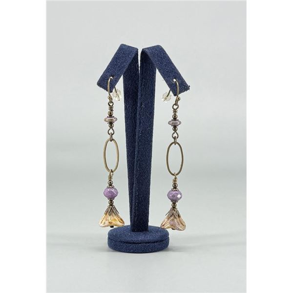 Blown Glass and Brass Earrings