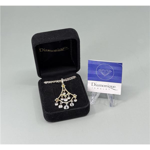 Diamonique Sterling Silver CZ Chandelier Necklace