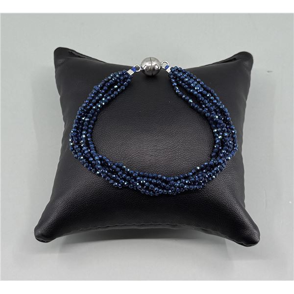 Blue Faceted Spinel Beaded Bracelet