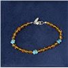 Image 1 : Sterling Silver Amber & Turquoise Bracelet