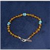 Image 2 : Sterling Silver Amber & Turquoise Bracelet