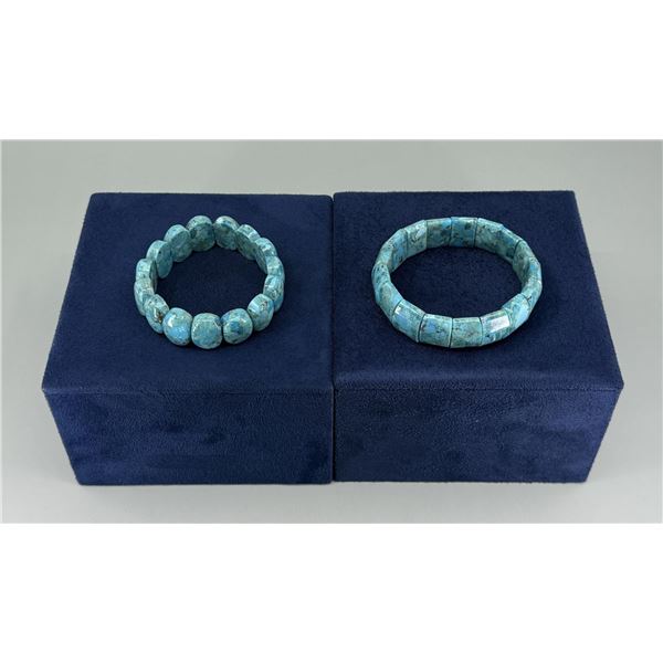 Lot of Two Sally C Turquoise Stretch Bracelets