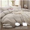 Image 2 : 1 Bedsure 3PC Queen Size Duvet Cover Set (90" x 90") - Linen/Cream Colour - New