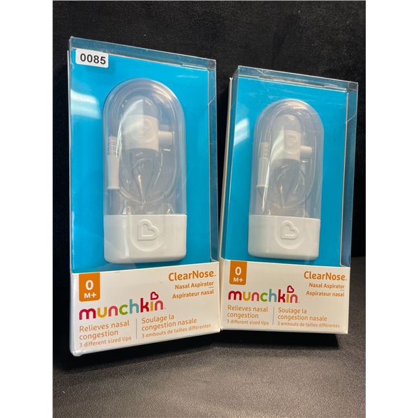 2 Munchkin ClearNose Baby Nasal Aspirators - Relieves Baby Nasal Congestion - New