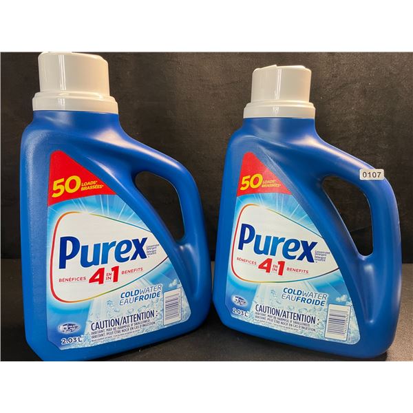 2 Bottles of Purex Cold Water Liquid Laundry Detergent - 2.03L (50 Loads) Each - New