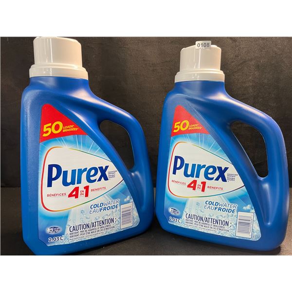 2 Bottles of Purex Cold Water Liquid Laundry Detergent - 2.03L (50 Loads) Each - New