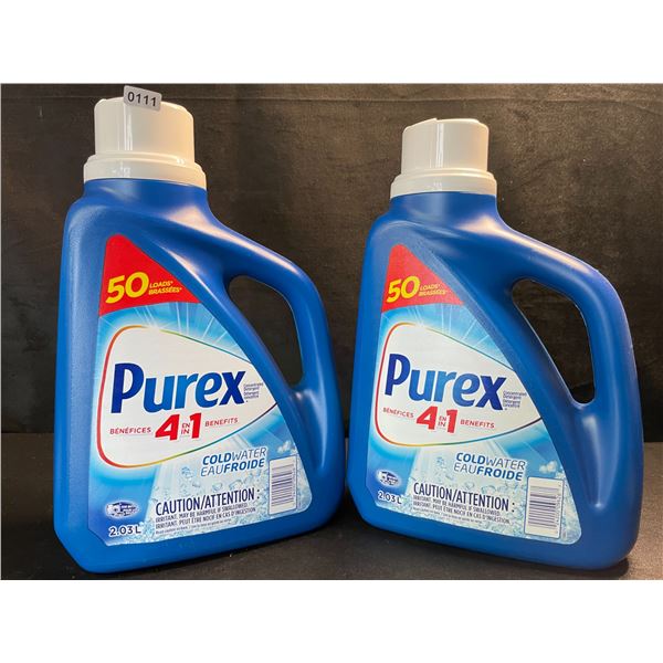 2 Bottles of Purex Cold Water Liquid Laundry Detergent - 2.03L (50 Loads) Each - New